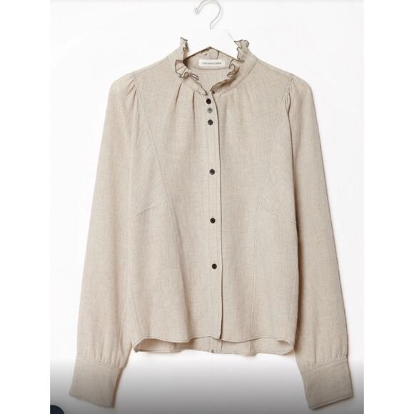 Etoile Isabel Marant Melphine Wool Blend High Neck Ruffle Blouse 38 6 - Picture 6 of 12